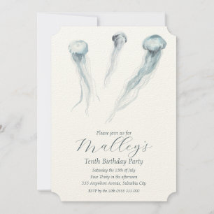 Ocean Jellyfish Age Number Birthday Invite Kaart