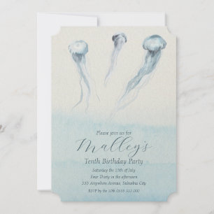 Ocean Jellyfish Age Number Birthday Invite Kaart