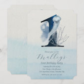 Ocean Jellyfish Age Nummer 1 1 Birthday Invite Kaart (Voorkant / Achterkant)