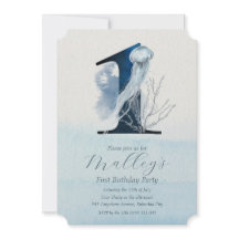 Ocean Jellyfish Age Nummer 1 1 Birthday Invite