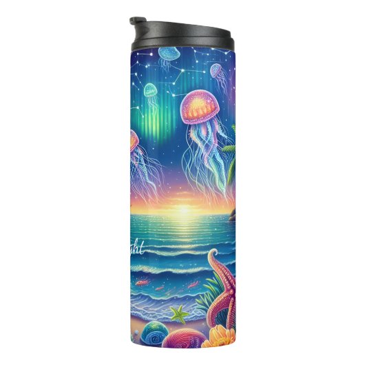 Ocean Jellyfish Aurora Fantasy Sunset Thermosbeker (Geroteerd rechts)