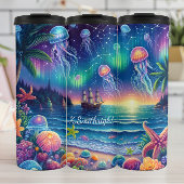 Ocean Jellyfish Aurora Fantasy Sunset Thermosbeker