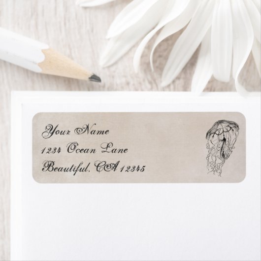  Ocean Jellyfish Beach Adreslabel Etiket (Insitu)