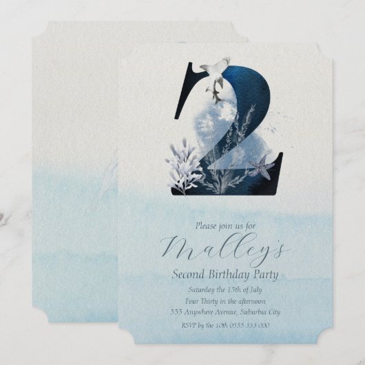 Ocean Jellyfish Leeftijd Twee 2 Birthday Invite Kaart (Voorkant / Achterkant)