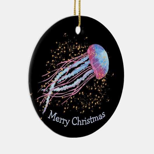 Ocean Jellyfish Sparkle Kerstmis Keramisch Ornament (Rechts)