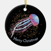 Ocean Jellyfish Sparkle Kerstmis Keramisch Ornament (Voorkant)