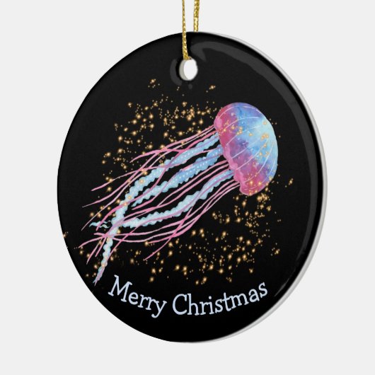 Ocean Jellyfish Sparkle Kerstmis Keramisch Ornament (Links)