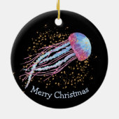 Ocean Jellyfish Sparkle Kerstmis Keramisch Ornament (Achterkant)