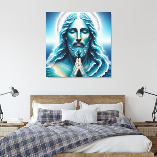 Ocean Jesus Christ Portrait  Canvas Afdruk (Insitu (Slaapkamer))