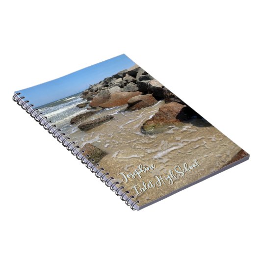 Ocean Jetty Rocks Personalized Notebook Notitieboek (Rechterzijde)