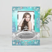  Ocean Jewel Photo Quinceanera Uitnodiging (Staand voorkant)