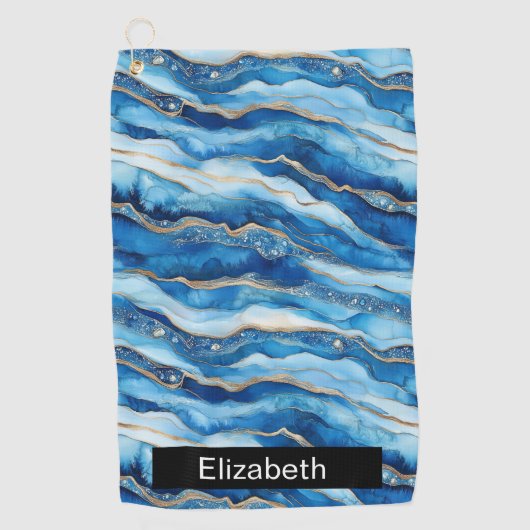 Ocean Jeweled Agate Personalized Golfhanddoek (Voorkant)
