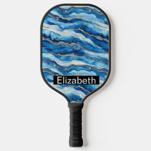 Ocean Jeweled Agate Personalized Pickleball Paddle (Voorkant)