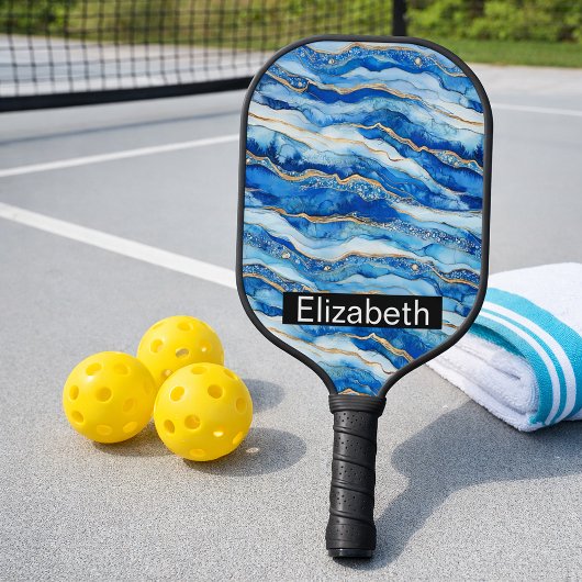 Ocean Jeweled Agate Personalized Pickleball Paddle