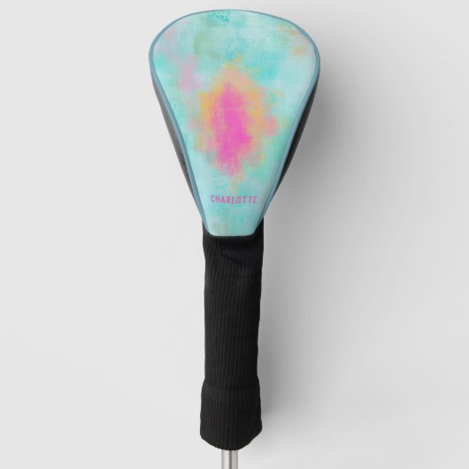 Ocean Joyride - Blauwe Turquoise Abstracte Kunst Golfheadcover (Voorkant)