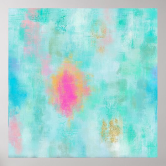 Ocean Joyride - Blauwe Turquoise Abstracte Kunst Poster (Voorkant)
