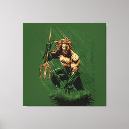Ocean King Trident Warrior Dynamic Comic Art Canvas Afdruk