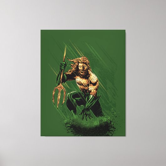 Ocean King Trident Warrior Dynamic Comic Art Canvas Afdruk (Voorkant)