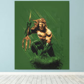 Ocean King Trident Warrior Dynamic Comic Art Canvas Afdruk (Insitu (Houten vloer))