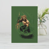 Ocean King Trident Warrior Dynamic Comic Art Feestdagenkaart (Staand voorkant)