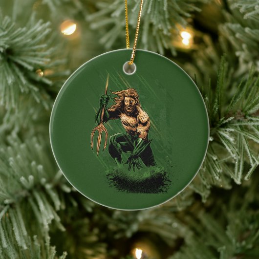 Ocean King Trident Warrior Dynamic Comic Art Keramisch Ornament (Boom)