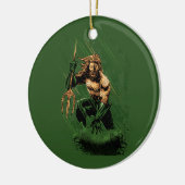 Ocean King Trident Warrior Dynamic Comic Art Keramisch Ornament (Links)
