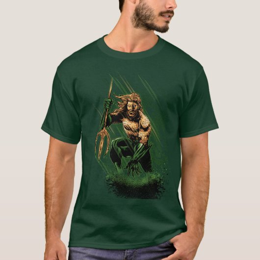 Ocean Koning Trident Krijger Dynamische Strip Kuns T-shirt (Voorkant)