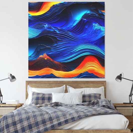 Ocean Lava "Aquaflame" Canvas Afdruk (Insitu (Slaapkamer))