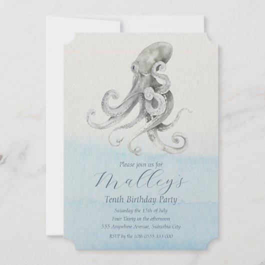 Ocean Life Age Number Birthday Invite Kaart (Voorkant)
