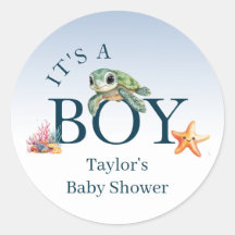 Ocean Life Animals Turtle Baby shower Het is een j