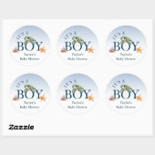 Ocean Life Animals Turtle Baby shower Het is een j Ronde Sticker (Vel)