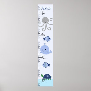 Ocean Life Blue Whale Growth Chart Keep On 8x44! Poster