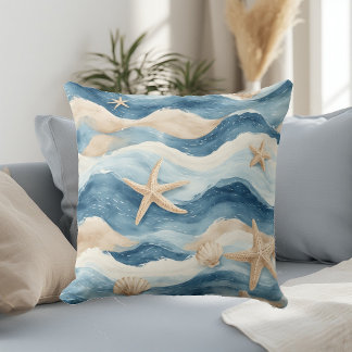 Ocean Life Coastal Tides Beach House Sea Mute Blue Kussen