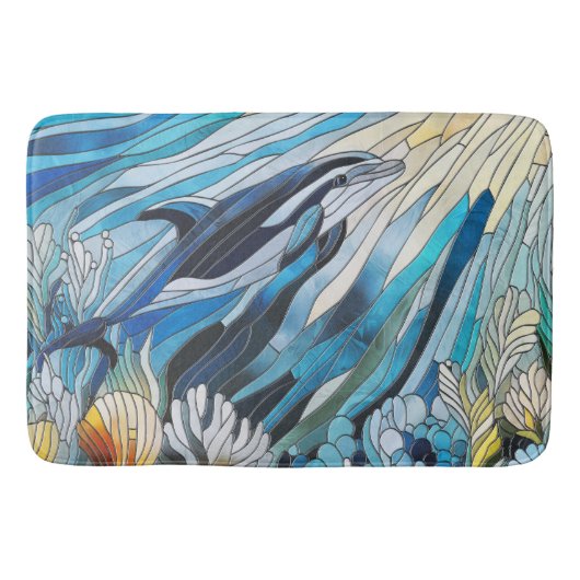 Ocean Life - Digitale kunstmozaïek Badmat (Voorkant)