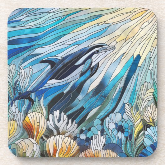 Ocean Life - Digitale kunstmozaïek Bier Onderzetter (Voorkant)