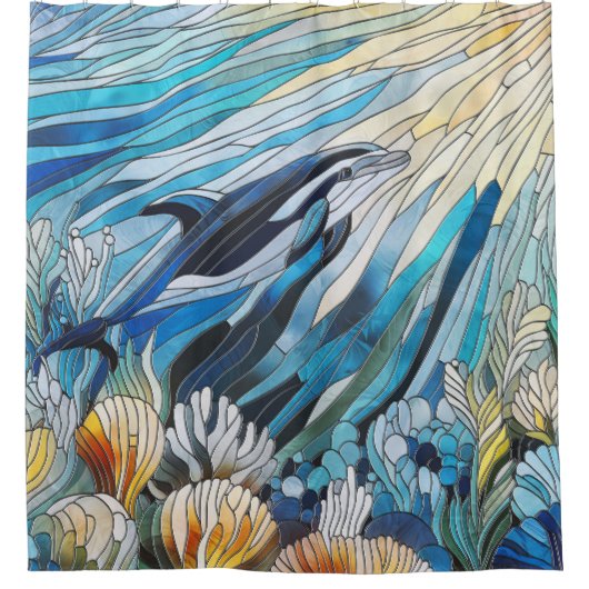 Ocean Life - Digitale kunstmozaïek Douchegordijn (Voorkant)