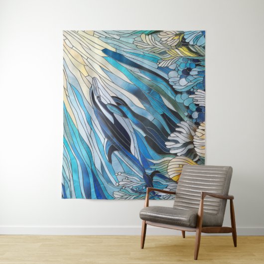 Ocean Life - Digitale kunstmozaïek Wandkleed (In situ)