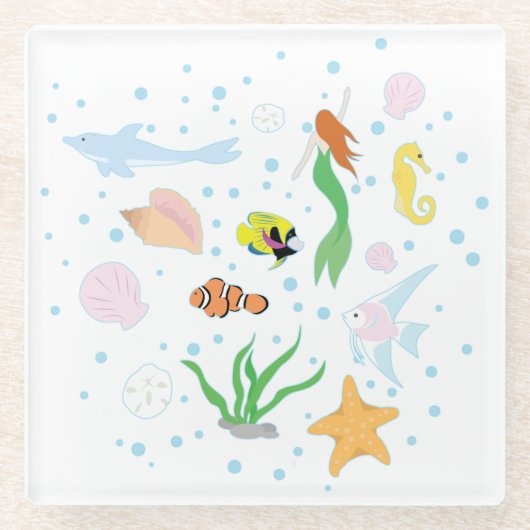 Ocean Life Glazen Onderzetter (Voorkant)