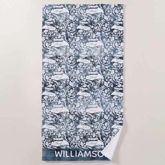 Ocean Life Manta Ray Monogram Strandlaken (Voorkant)