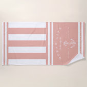 Ocean Life Nautical Blush & White Stripe Anchor Strandlaken (Voorkant)