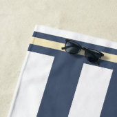 Ocean Life Nautical Grey & Yellow Stripe Anchor Strandlaken (In situ)