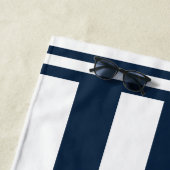 Ocean Life Nautical Navy & White Stripe Anchor Strandlaken (In situ)