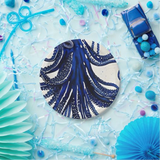 Ocean life octopus papieren bordje (Feest)