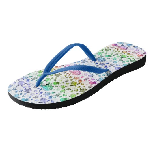 Ocean Life Rainbow Waterverf Pattern Teenslippers (Schuin)