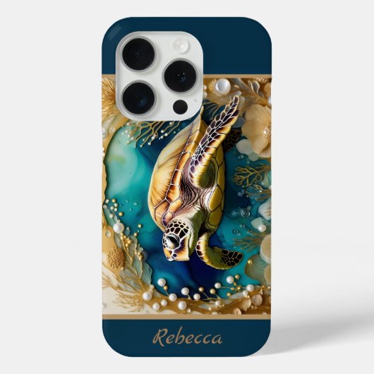 Ocean Life SeaLife Turtle Gold Pearls Case-Mate iPhone Case (Achterkant)