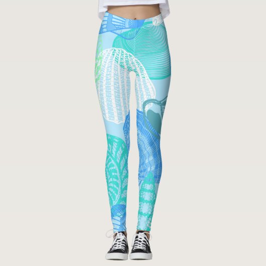 Ocean Life Seamless Pattern Leggings  (Voorkant)