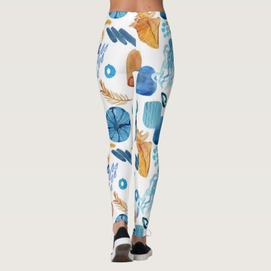 Ocean Life Seamless Pattern Leggings (Achterkant)