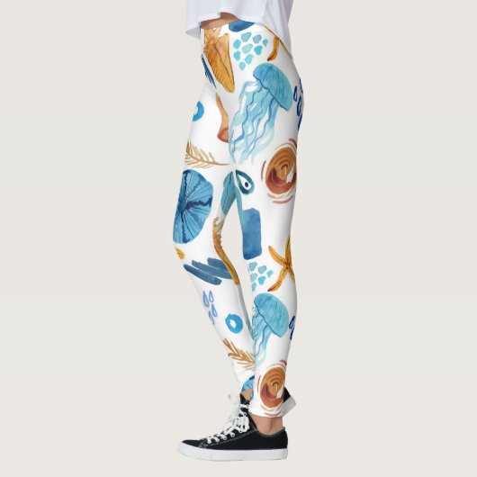 Ocean Life Seamless Pattern Leggings (Links)