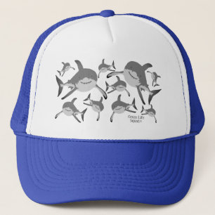 Ocean Life Squad Speelse Grijze Cartoon Shark Art Trucker Pet