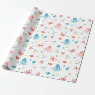 Ocean Life - Squids & Starfish Patroon Cadeaupapier
